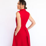 Vestido Longo em Crepe Estilo Alfaiataria com Decote V – REF: EG50