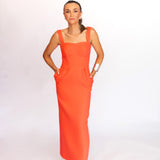 Vestido Midi em Crepe Estilo Corselet com Bolsos – REF: OD90