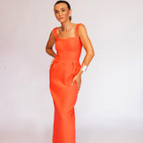 Vestido Midi em Crepe Estilo Corselet com Bolsos – REF: OD90