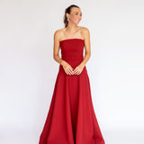 Vestido Longo em Crepe com Cintura Baixa, Cinto Forrado e Saia Godê – REF: OD63CP