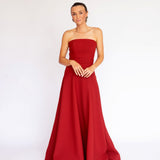 Vestido Longo em Crepe com Cintura Baixa, Cinto Forrado e Saia Godê – REF: OD63CP