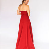 Vestido Longo em Crepe com Cintura Baixa, Cinto Forrado e Saia Godê – REF: OD63CP