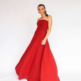 Vestido Longo em Crepe com Cintura Baixa, Cinto Forrado e Saia Godê – REF: OD63CP