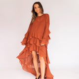 Vestido Longo Boho em Musseline com Babados – REF: OD73