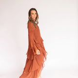 Vestido Longo Boho em Musseline com Babados – REF: OD73
