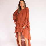Vestido Longo Boho em Musseline com Babados – REF: OD73