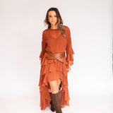Vestido Longo Boho em Musseline com Babados – REF: OD73