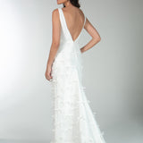 Vestido Longo em Zibeline com Lacinhos Aplicados – REF: OD74