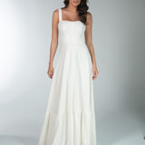 Vestido Longo em Crepe com Laços-Capa nas Alças Removíveis – REF: OD75
