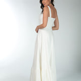 Vestido Longo em Crepe com Laços-Capa nas Alças Removíveis – REF: OD75