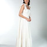 Vestido Longo em Crepe com Laços-Capa nas Alças Removíveis – REF: OD75
