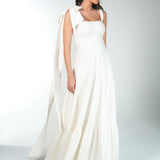 Vestido Longo em Crepe com Laços-Capa nas Alças Removíveis – REF: OD75