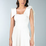 Vestido Longo em Crepe com Laços-Capa nas Alças Removíveis – REF: OD75