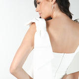 Vestido Longo em Crepe com Laços-Capa nas Alças Removíveis – REF: OD75