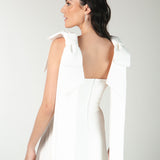 Vestido Longo em Crepe com Laços-Capa nas Alças Removíveis – REF: OD75