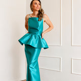 Vestido Longo em Zibeline com Peplum Estilo Tutu – REF: OD88
