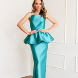 Vestido Longo em Zibeline com Peplum Estilo Tutu – REF: OD88