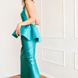 Vestido Longo em Zibeline com Peplum Estilo Tutu – REF: OD88
