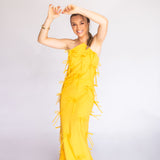 Vestido Longo em Crepe Fluido com Lacinhos Aplicados – REF: OD100