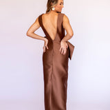 Vestido Longo em Zibeline com Decote V e Meio Laço – REF: OD97