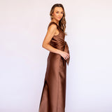 Vestido Longo em Zibeline com Decote V e Meio Laço – REF: OD97