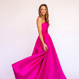 Vestido Longo em Zibeline Tomara que Caia com Saia Rodada – REF: OD102