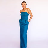 Vestido Longo em Crepe com Ondas Esculturais Removíveis – REF: OD94_LONGO