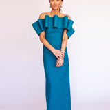 Vestido Longo em Crepe com Ondas Esculturais Removíveis – REF: OD94_LONGO