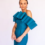 Vestido Longo em Crepe com Ondas Esculturais Removíveis – REF: OD94_LONGO