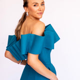 Vestido Longo em Crepe com Ondas Esculturais Removíveis – REF: OD94_LONGO