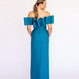 Vestido Longo em Crepe com Ondas Esculturais Removíveis – REF: OD94_LONGO