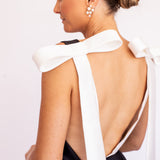 Vestido Longo em Zibeline Bicolor com Laços Imponentes – REF: OD101