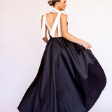 Vestido Longo em Zibeline Bicolor com Laços Imponentes – REF: OD101