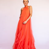 Vestido Longo em Tule Fluido com Gola Halter – REF: OD72
