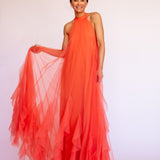 Vestido Longo em Tule Fluido com Gola Halter – REF: OD72