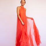 Vestido Longo em Tule Fluido com Gola Halter – REF: OD72