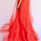 Vestido Longo em Tule Fluido com Gola Halter – REF: OD72