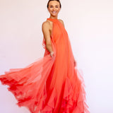 Vestido Longo em Tule Fluido com Gola Halter – REF: OD72