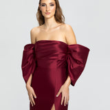 Vestido Longo em Zibeline com Mangas Volumosas e Super Fenda – REF: OD67