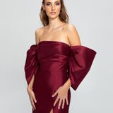 Vestido Longo em Zibeline com Mangas Volumosas e Super Fenda – REF: OD67
