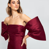 Vestido Longo em Zibeline com Mangas Volumosas e Super Fenda – REF: OD67