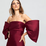 Vestido Longo em Zibeline com Mangas Volumosas e Super Fenda – REF: OD67