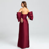 Vestido Longo em Zibeline com Mangas Volumosas e Super Fenda – REF: OD67