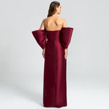 Vestido Longo em Zibeline com Mangas Volumosas e Super Fenda – REF: OD67
