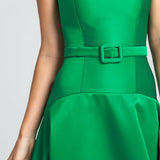 Vestido Longo em Zibeline com Cintura Baixa, Cinto Forrado e Saia Godê – REF: OD63