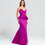 Vestido Longo em Zibeline com Peplum e Decote em Pontas – REF: OD60