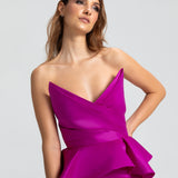 Vestido Longo em Zibeline com Peplum e Decote em Pontas – REF: OD60