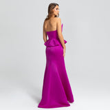 Vestido Longo em Zibeline com Peplum e Decote em Pontas – REF: OD60
