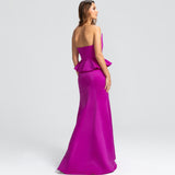 Vestido Longo em Zibeline com Peplum e Decote em Pontas – REF: OD60