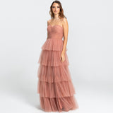 Vestido Longo em Tule com Corselet e Saia Fluida – REF: EG51